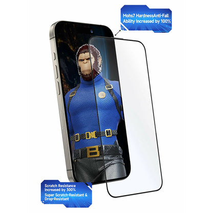 Blueo Crystal Anti-Kratz Schutzfolie mit Applikator für Apple iPhone 16 Pro Max, gehärtetes Glas, Vollkleber, Schwarz
