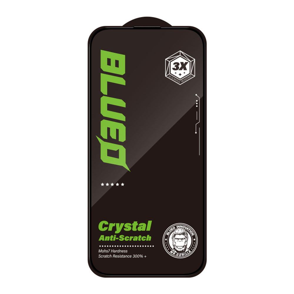 Film de protection d'écran Blueo Crystal Anti-Rayures pour Apple iPhone 16 Pro, Verre Trempé, Collage Complet, Noir