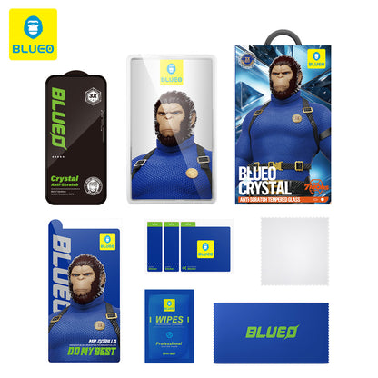 Film de protection d'écran Blueo Crystal Anti-Rayures pour Apple iPhone 16 Pro, Verre Trempé, Collage Complet, Noir