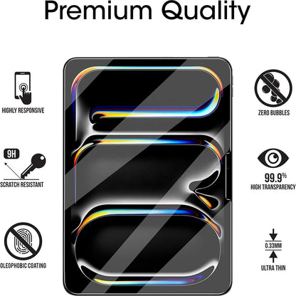 Blueo HD Displayschutzfolie für Apple iPad mini (2024) / mini (2021), gehärtetes Glas, Full Glue