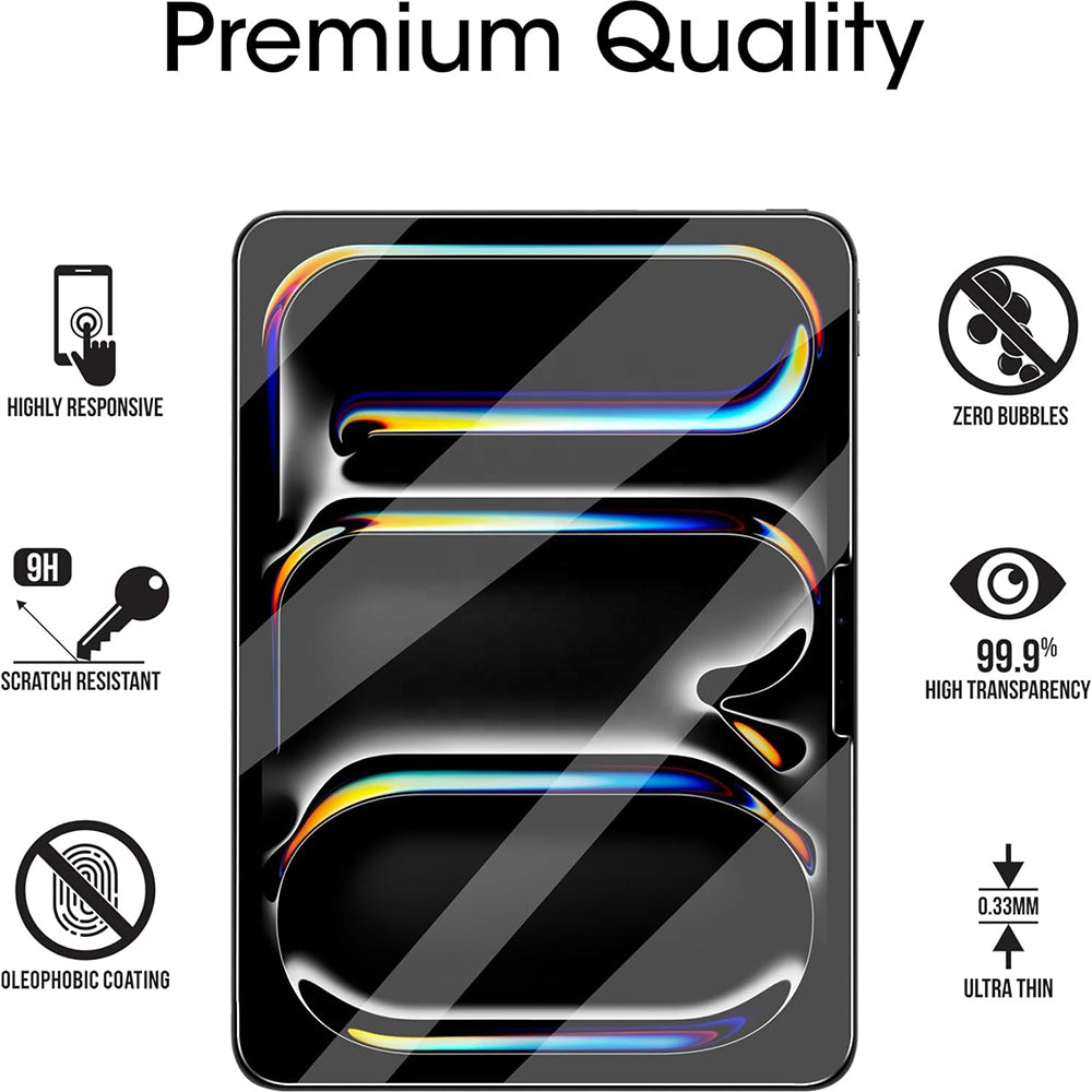 Blueo HD Screen Protector Film for Apple iPad Pro 13 (2024), Tempered Glass, Full Glue