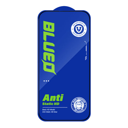 Film de protection d'écran Blueo Silk HD pour Apple iPhone 16 / 15, Verre trempé, Collage complet, Lot de 5 pièces, 2.5D, Noir