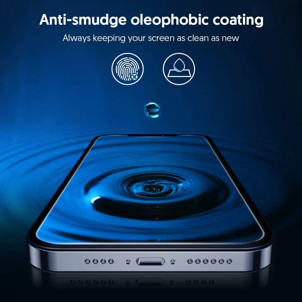 Film de protection d'écran Blueo Silk HD pour Apple iPhone 16 / 15, Verre trempé, Collage complet, Lot de 5 pièces, 2.5D, Noir