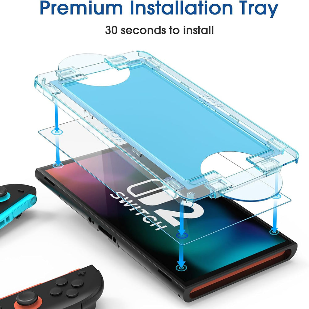 Techsuit SwitchAura Displayschutzfolie mit Applikator für Nintendo Switch 2, gehärtetes Glas, 2er-Set