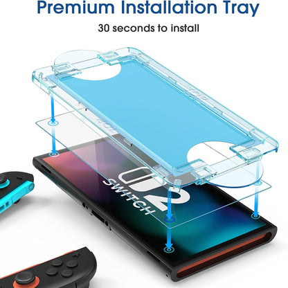 Techsuit SwitchAura Displayschutzfolie mit Applikator für Nintendo Switch 2, gehärtetes Glas, 2er-Set