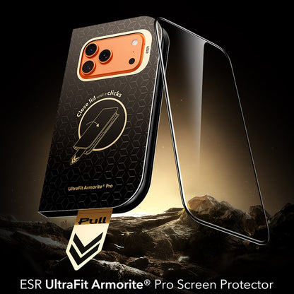 Film de protection d'écran ESR Armorite Pro UltraFit pour Apple iPhone 18 Pro Max / 17 Pro Max, Verre trempé, Collage intégral, Noir