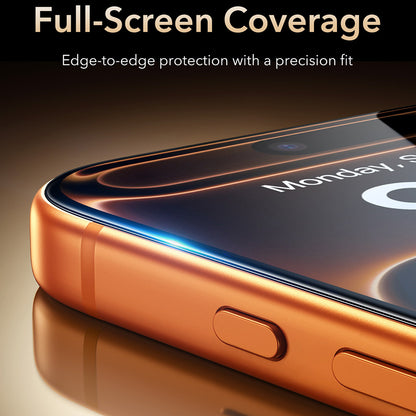 Film de protection d'écran ESR Armorite Pro UltraFit pour Apple iPhone 18 Pro Max / 17 Pro Max, Verre trempé, Collage intégral, Noir