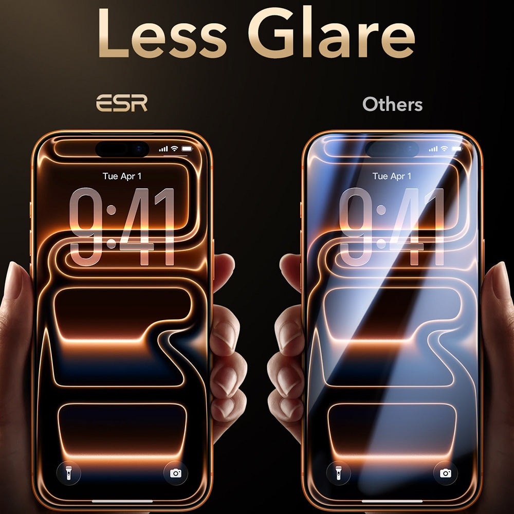Film de protection d'écran ESR Armorite Pro UltraFit pour Apple iPhone 18 Pro Max / 17 Pro Max, Verre trempé, Collage intégral, Noir