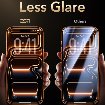 Film de protection d'écran ESR Armorite Pro UltraFit pour Apple iPhone 18 Pro Max / 17 Pro Max, Verre trempé, Collage intégral, Noir