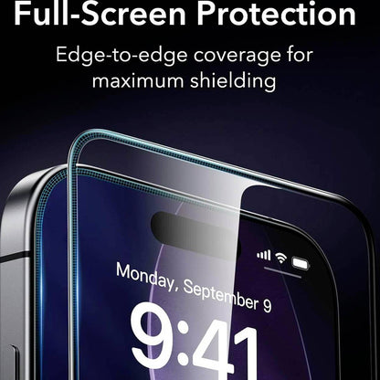Film de protection écran ESR Armorite UltraFit pour Apple iPhone 17 Pro Max, Verre Trempé, Full Glue, Lot de 2 pièces, Noir.