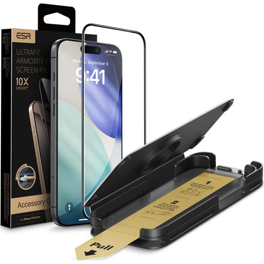 Film de protection d'écran ESR UltraFit Armorite Pro pour Apple iPhone 17 Pro, Verre Trempé, Full Glue, Noir