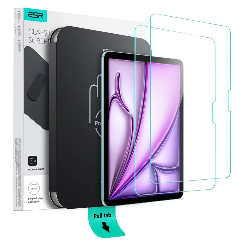 Film de protection d'écran ESR UltraFit pour Apple iPad Air 13 (2026) / Pro 13 (2025), Verre trempé, Collage complet, Lot de 2 pièces