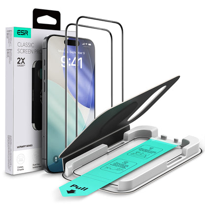 Film de protection écran ESR UltraFit pour Apple iPhone 17 Air, Verre Trempé, Full Glue, Set de 2 pièces, Noir