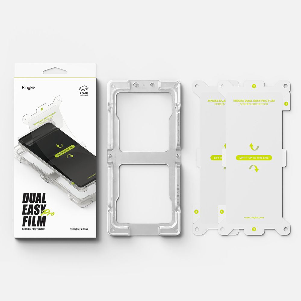 Film de protection Écran Intérieur Ringke Dual Easy Pro pour Samsung Galaxy Z Flip7 F766, Plastique, Lot de 2 pièces