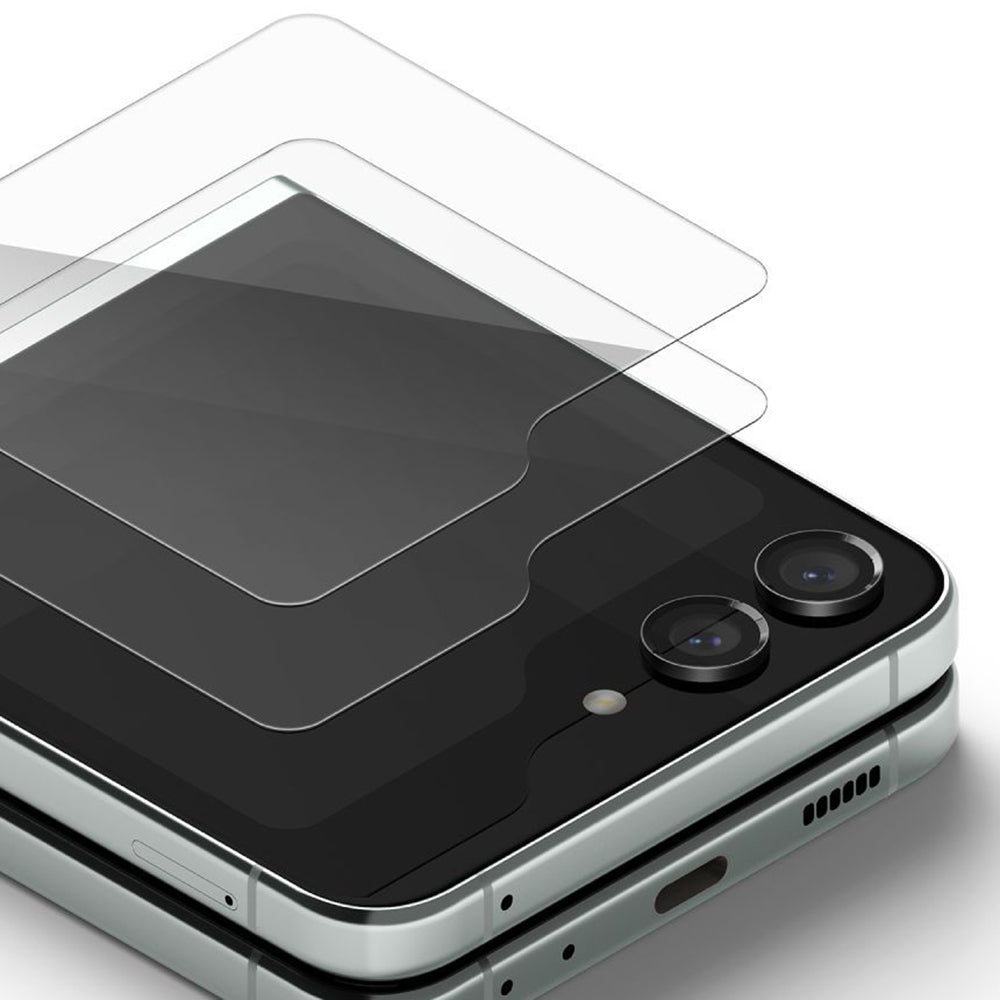 Film de protection Écran Extérieur Ringke pour Samsung Galaxy Z Flip5 F731, Verre Trempé, Full Glue, Lot de 2 pièces