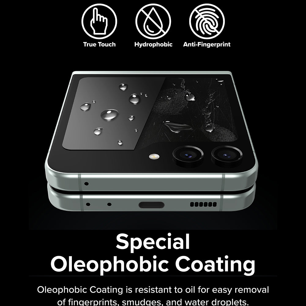 Film de protection Écran Extérieur Ringke pour Samsung Galaxy Z Flip5 F731, Verre Trempé, Full Glue, Lot de 2 pièces