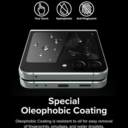 Film de protection Écran Extérieur Ringke pour Samsung Galaxy Z Flip5 F731, Verre Trempé, Full Glue, Lot de 2 pièces