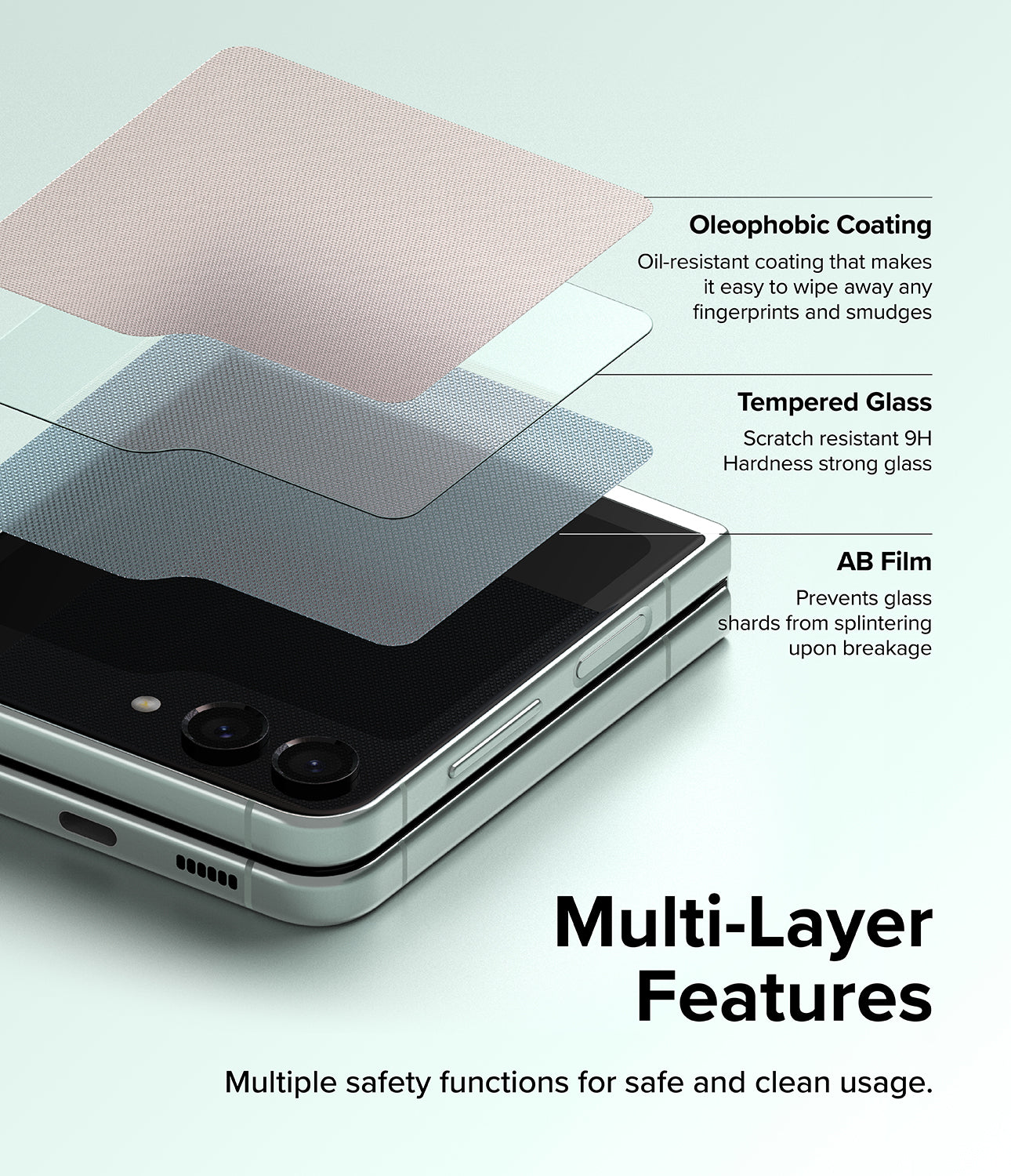 Film de protection Écran Extérieur Ringke pour Samsung Galaxy Z Flip5 F731, Verre Trempé, Full Glue, Lot de 2 pièces
