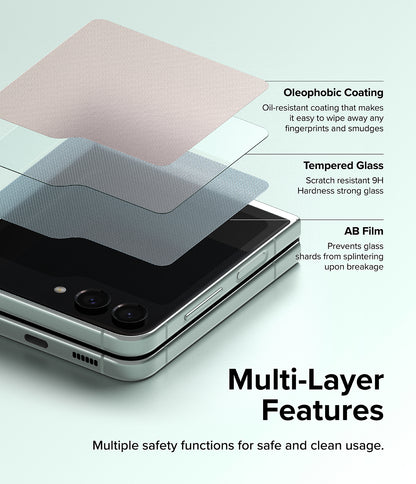 Film de protection Écran Extérieur Ringke pour Samsung Galaxy Z Flip5 F731, Verre Trempé, Full Glue, Lot de 2 pièces