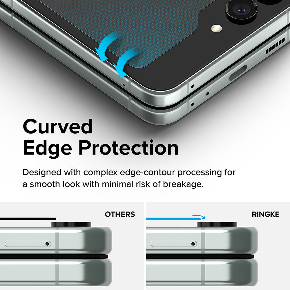Film de protection Écran Extérieur Ringke pour Samsung Galaxy Z Flip5 F731, Verre Trempé, Full Glue, Lot de 2 pièces