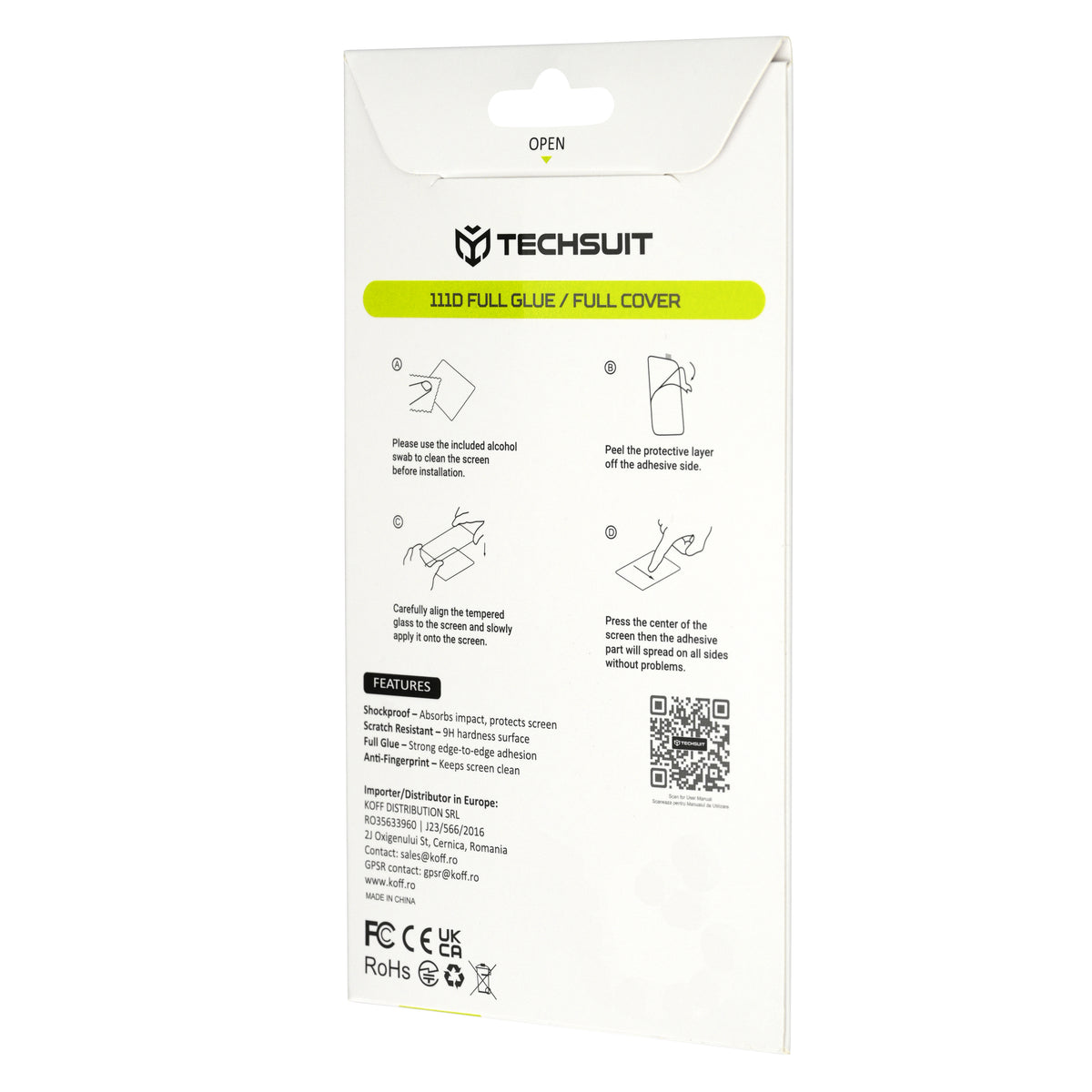 Film de protection écran extérieur Techsuit pour Google Pixel 11 Pro Fold, Verre trempé, Full Glue, 111D, Noir