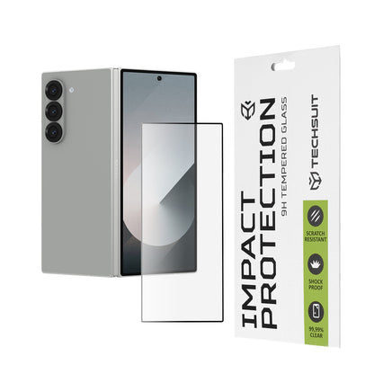 Techsuit Außendisplay-Schutzfolie für Samsung Galaxy Z Fold6 F956, gehärtetes Glas, Full Glue, 111D, Schwarz