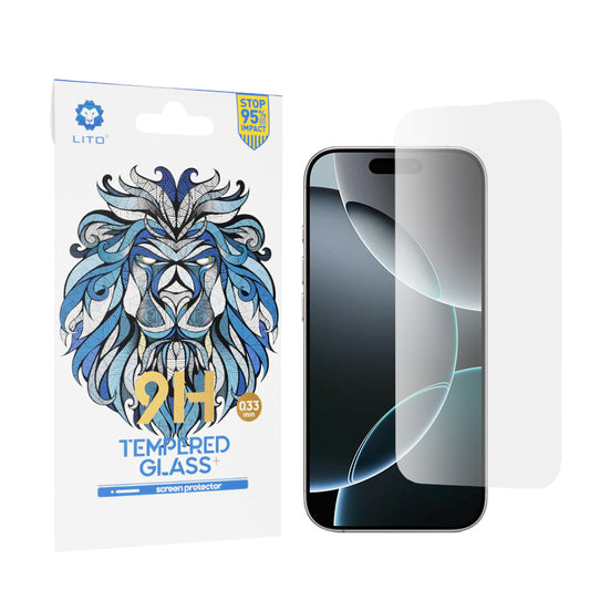Film de protection d'écran Lito Classic pour Apple iPhone 16 Pro, Verre trempé, Collage complet, 2.5D