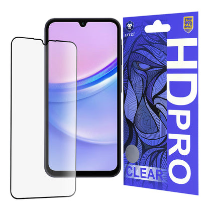 Film de protection d'écran Lito HD Pro Clear pour Samsung Galaxy A15 5G A156 / A15 A155 / A25 A256 / A24 4G A245, Verre trempé, Collage complet, Noir