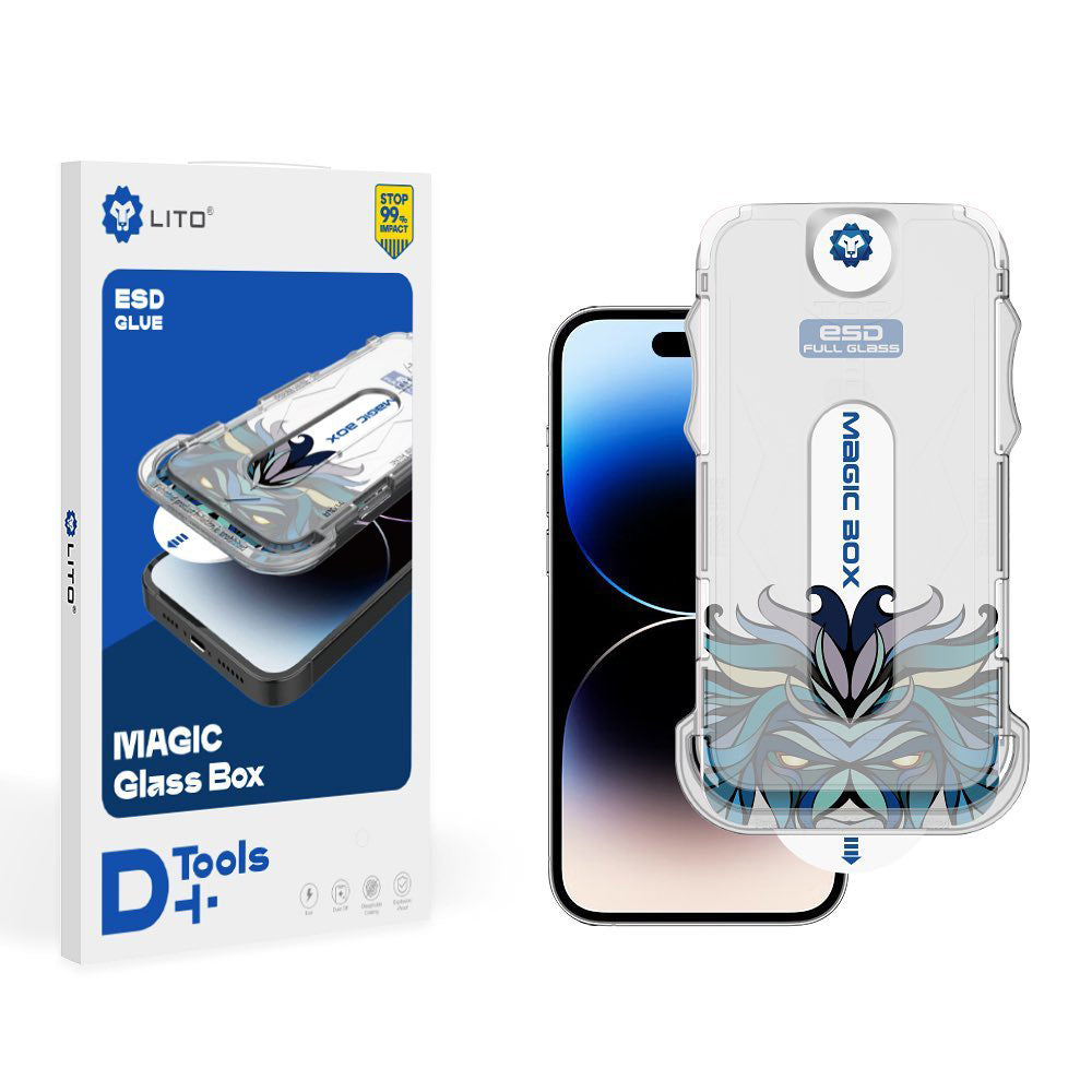 Film de protection d'écran Lito Magic Glass Box D+ Tools pour Apple iPhone 15 Pro, Verre Trempé, Collage Complet