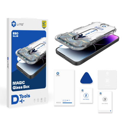 Film de protection d'écran Lito Magic Glass Box D+ Tools pour Apple iPhone 15 Pro, Verre Trempé, Collage Complet