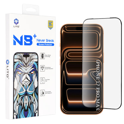 Schutzfolie Lito NB für Apple iPhone 17 Pro Max, gehärtetes Glas, Full Glue, Schwarz