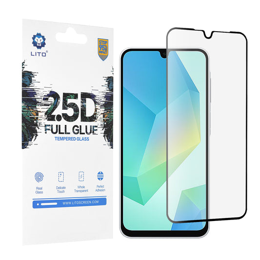 Lito Displayschutzfolie für Samsung Galaxy A16 5G A166 / A16 4G A165, gehärtetes Glas, Full Glue, 2.5D, Schwarz