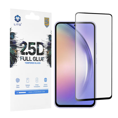 Film de protection d'écran Lito pour Samsung Galaxy A54 A546, Verre trempé, Full Glue, 2.5D, Noir