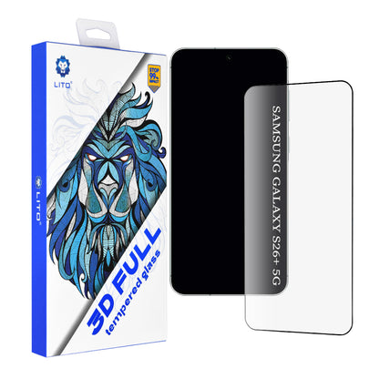 Schutzfolie Lito Bildschirm für Samsung Galaxy S26 Plus S947, Gehärtetes Glas, Vollkleber, 3D, Schwarz