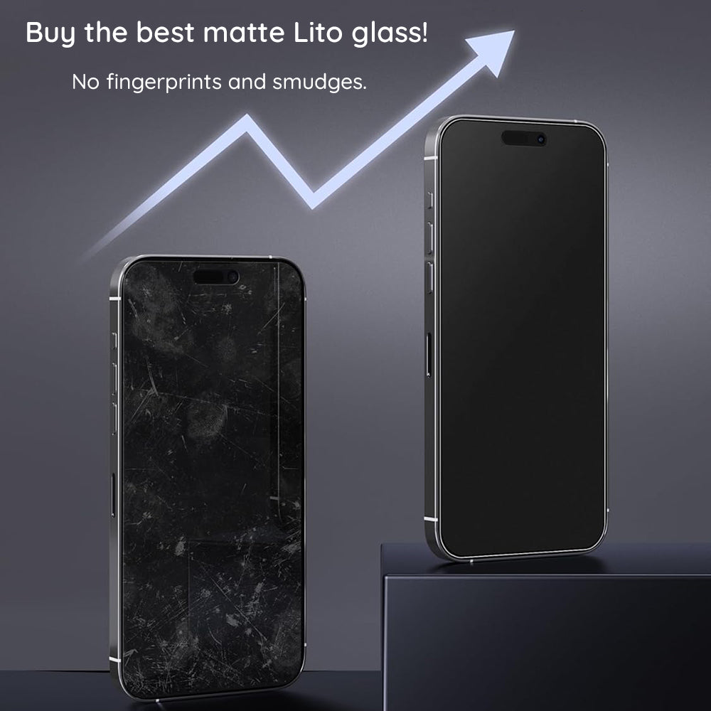 Mattierter Displayschutzfolie Lito HD Pro für Apple iPhone 16 Plus, gehärtetes Glas, Full Glue, Schwarz