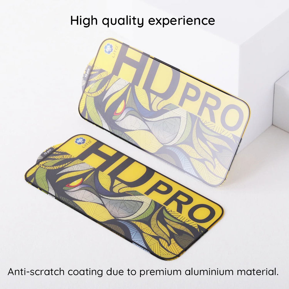 Mattierter Displayschutzfolie Lito HD Pro für Apple iPhone 16 Pro Max, gehärtetes Glas, Vollkleber, Schwarz