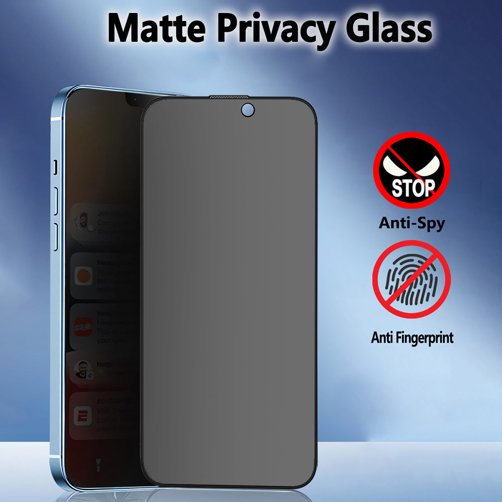 Film de protection d'écran Matte Privacy Blueo Anti-Peep pour Apple iPhone 14 Plus / 13 Pro Max, Verre trempé, Collage intégral