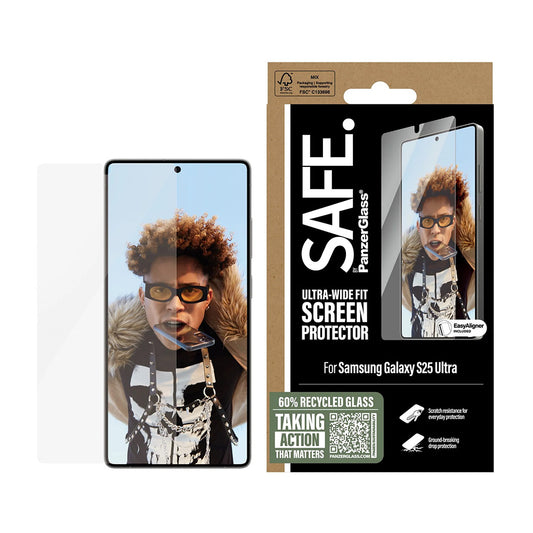 Schutzfolie PanzerGlass Safe. Ultra-Wide Fit EasyAligner für Samsung Galaxy S25 Ultra S938, gehärtetes Glas, Vollverklebung.