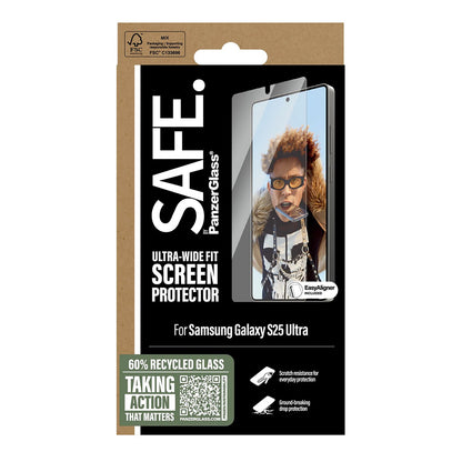 Schutzfolie PanzerGlass Safe. Ultra-Wide Fit EasyAligner für Samsung Galaxy S25 Ultra S938, gehärtetes Glas, Vollverklebung.
