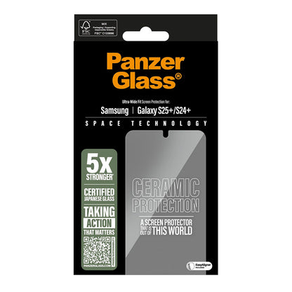 Film de protection d'écran PanzerGlass Ultra-Wide Ceramic EasyAligner pour Samsung Galaxy S25+ S936 / S24+ S926, Verre Trempé, Full Glue