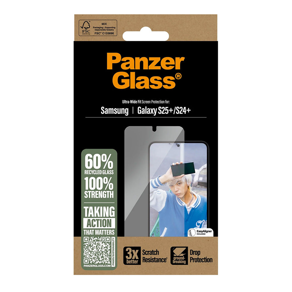 Schutzfolie PanzerGlass Ultra-Wide Fit für Samsung Galaxy S25+ S936 / S24+ S926, gehärtetes Glas, Full Glue