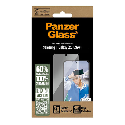 Schutzfolie PanzerGlass Ultra-Wide Fit für Samsung Galaxy S25+ S936 / S24+ S926, gehärtetes Glas, Full Glue