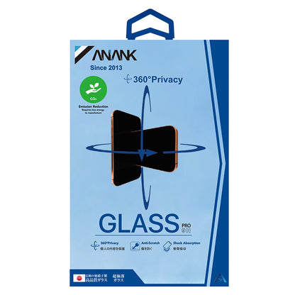 Anank 1X Reinforced 360 Privacy Screen Protector for Apple iPhone 15 Pro Max, Tempered Glass, Full Glue, 2.5D