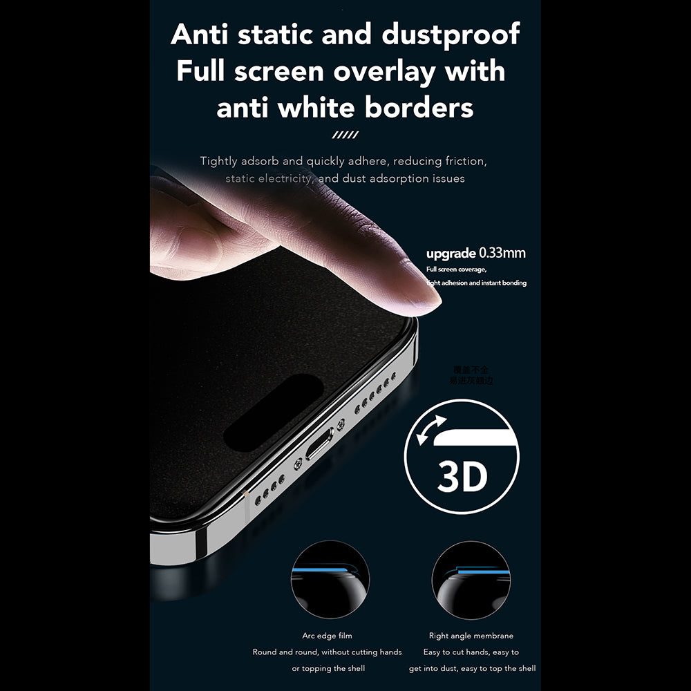 Privacy-Schutzfolie Anank 1X Reinforced 360 für Apple iPhone 16 Pro, Sicherheitsglas, Vollkleber, 2.5D