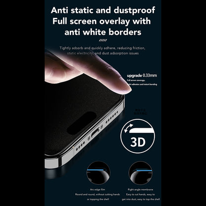 Anank 1X Reinforced 360 Privacy Screen Protector for Apple iPhone 17e / 16e / 14 / 13 Pro, Tempered Glass, Full Glue, 2.5D
