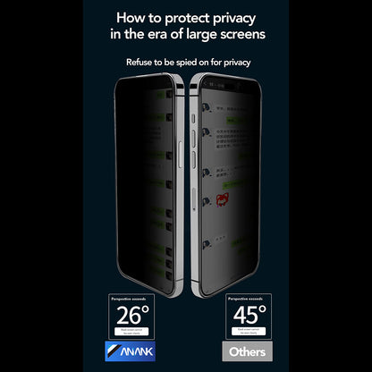 Anank 2X Reinforced Privacy Screen Protector for Apple iPhone 16 Pro Max, Tempered Glass, Full Glue, 2.5D