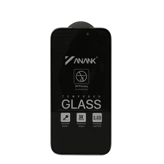 Anank 3X Reinforced Privacy Screen Protector for Apple iPhone 16 Pro Max, Tempered Glass, Full Glue, 2.5D