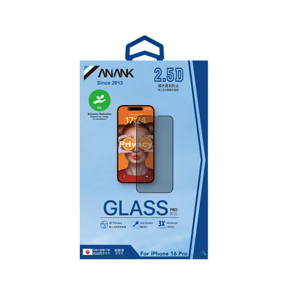 Privacy-Schutzfolie Anank 3X Verstärkt für Apple iPhone 17e / 16e / 14 / 13 Pro, Sicherheitsglas, Vollkleber, 2.5D