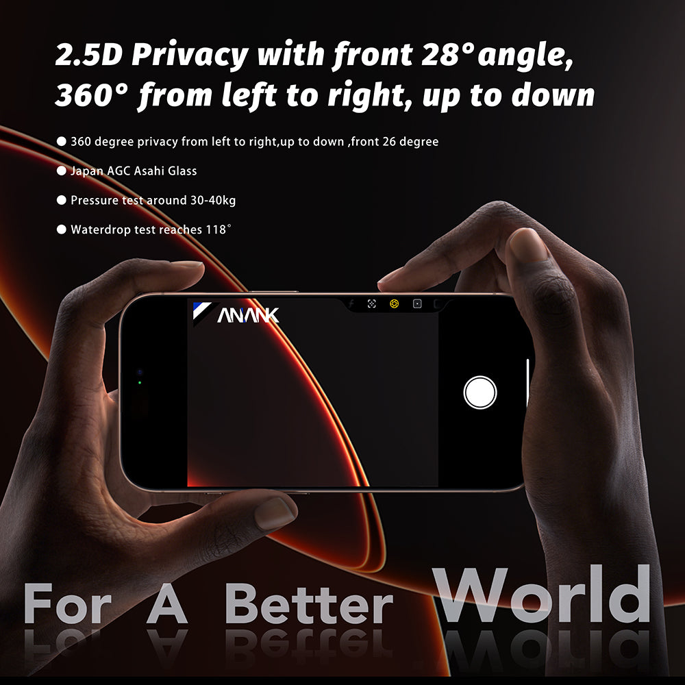 Film de protection écran Privacy Anank 5X Renforcé 360 pour Apple iPhone 17 Pro, Verre Trempé, Full Glue, 2.5D