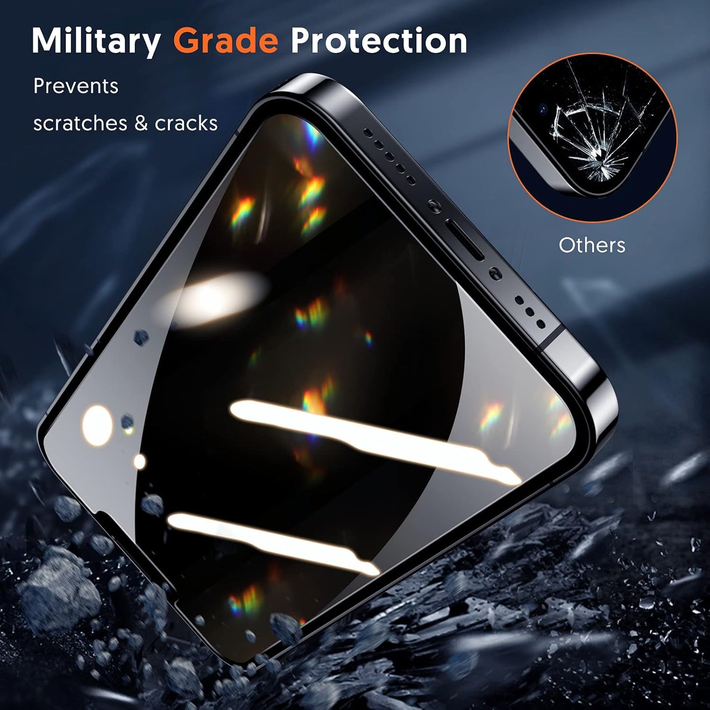 Schutzfolie Privacy Blueo Anti-Peep für Apple iPhone 12 Pro Max, Gehärtetes Glas, Vollverklebung